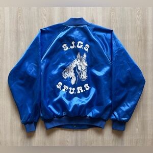 Vintage Auburn Satin Bomber Horse Spurs Sz L Made In USA Equestrian Western